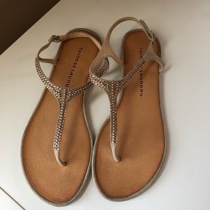 Rose Gold Beaded Sandals